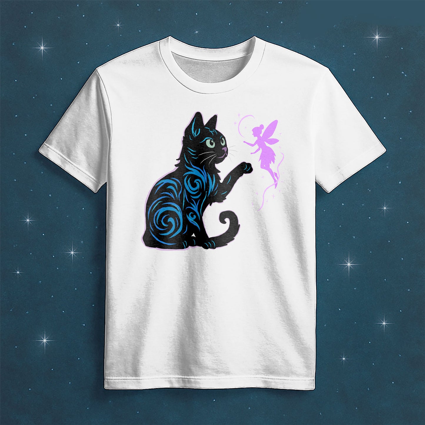 Curious Cat and Fairy Tee