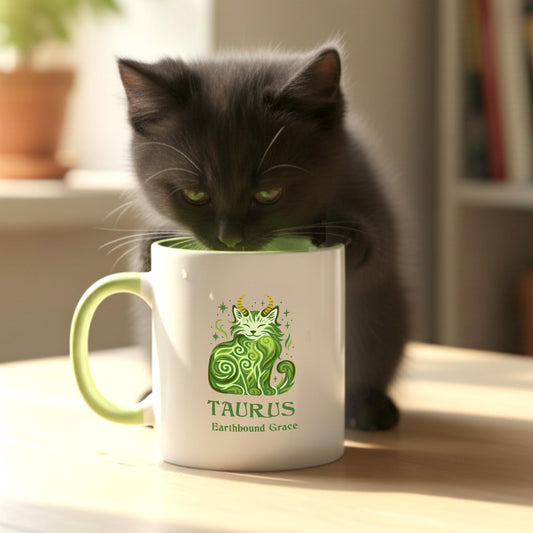 Taurus Zodiac Cat Mug - Color Pop | Astrology Coffee Mug 11 or 15 oz