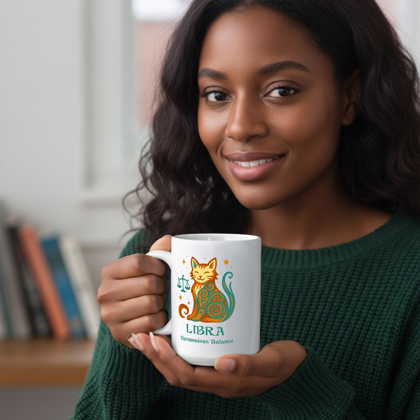 Libra Zodiac Cat Mug - White | Astrological Sign Coffee Mug 11 or 15 oz