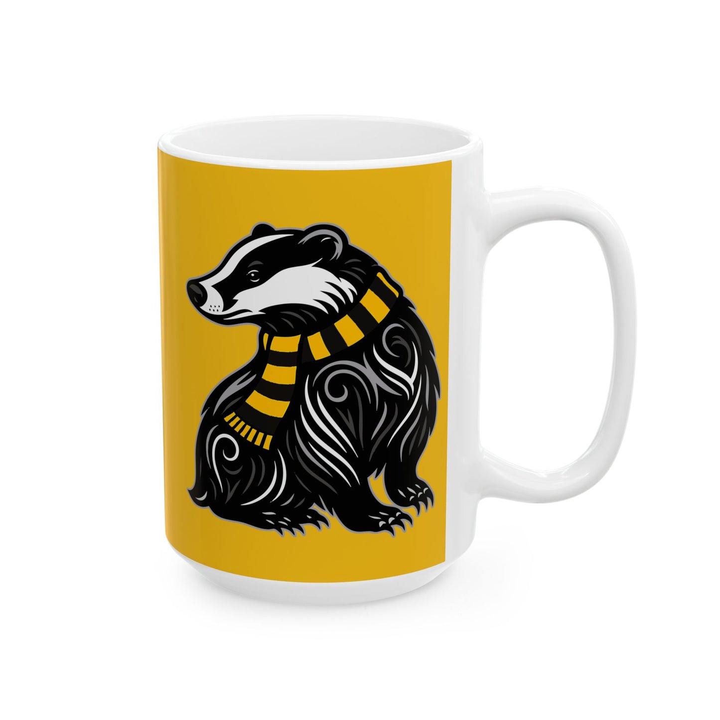 Huffle Badger House Mug - Yellow | Wizard Coffee Cup 11 or 15 oz