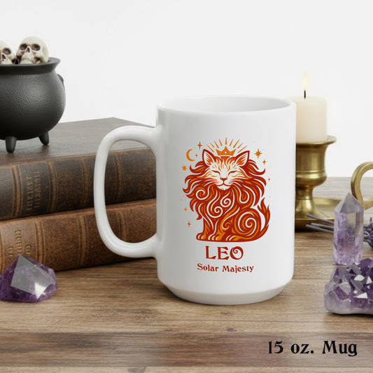 Leo Zodiac Cat Mug— Leo Astrological Sign with Cat Graphic