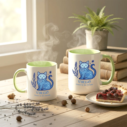 Virgo Zodiac Cat Mug— Virgo Astrological Sign with Cat Graphic