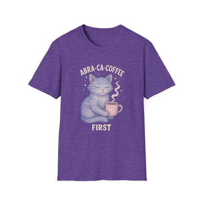 Abra-ca-coffee First T-Shirt | Cute Cat Tee, Pet Lover Gift, Animal Lover Shirt, Coffee Lover Gift