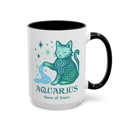 Aquarius Zodiac Cat Mug - Color Pop | Astrological Sign Coffee Cup 11 or 15 oz