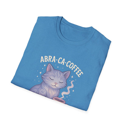 Abra-ca-coffee First T-Shirt | Cute Cat Tee, Pet Lover Gift, Animal Lover Shirt, Coffee Lover Gift