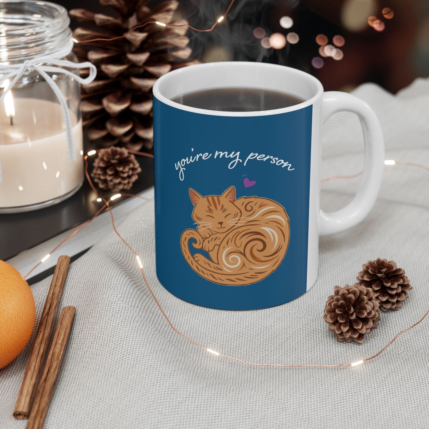 You're My Person Mug, Orange Cat - 11 oz Ceramic Coffee Cup - Valentine's Day Gift