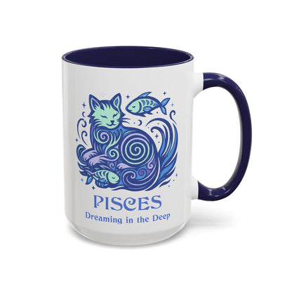 Pisces Zodiac Cat Mug - Color Pop| Astrological Sign Coffee Cup 11 or 15 oz