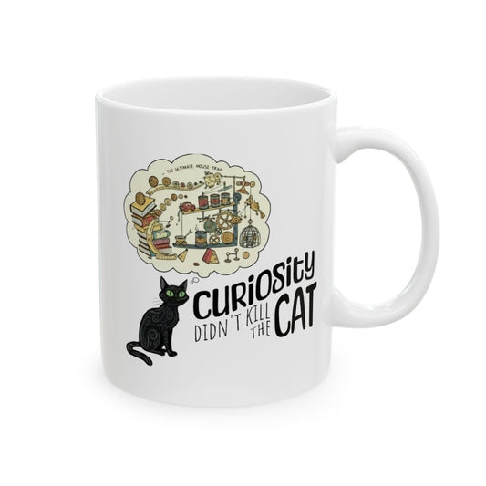 Curiosity Didn't Kill the Cat Mug - White | Cat Coffee Cup 11 or 15 oz