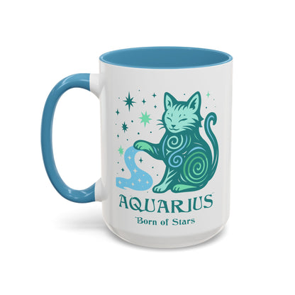 Aquarius Zodiac Cat Mug - Color Pop | Astrological Sign Coffee Cup 11 or 15 oz