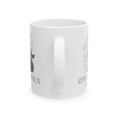 Capricorn Zodiac Cat Mug - White | Astrological Sign Coffee Cup 11 or 15 oz