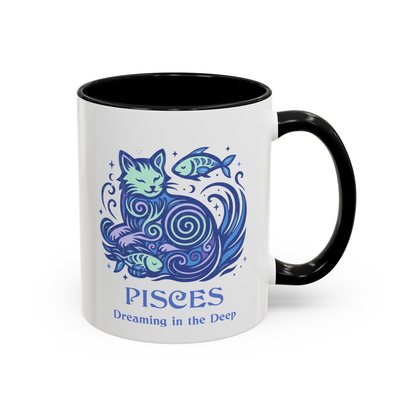 Pisces Zodiac Cat Mug - Color Pop| Astrological Sign Coffee Cup 11 or 15 oz