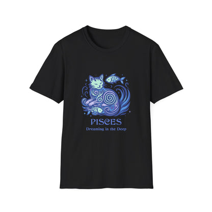 Pisces Zodiac Cat T-Shirt — Pisces Astrological Sign with Cat Graphic