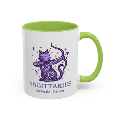Sagittarius Zodiac Cat Mug - Color Pop | Astrology Coffee Mug 11 or 15 oz