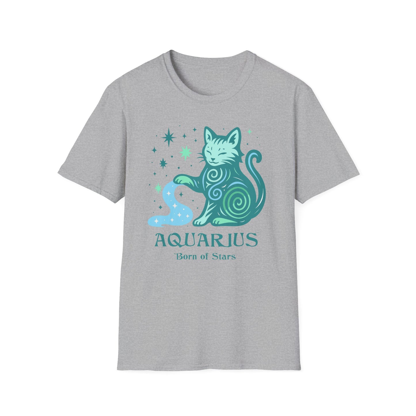 Aquarius Zodiac Cat T-Shirt — Aquarius Astrological Sign with Cat Graphic