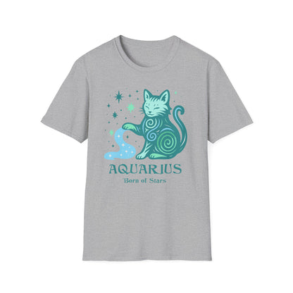 Aquarius Zodiac Cat T-Shirt — Aquarius Astrological Sign with Cat Graphic