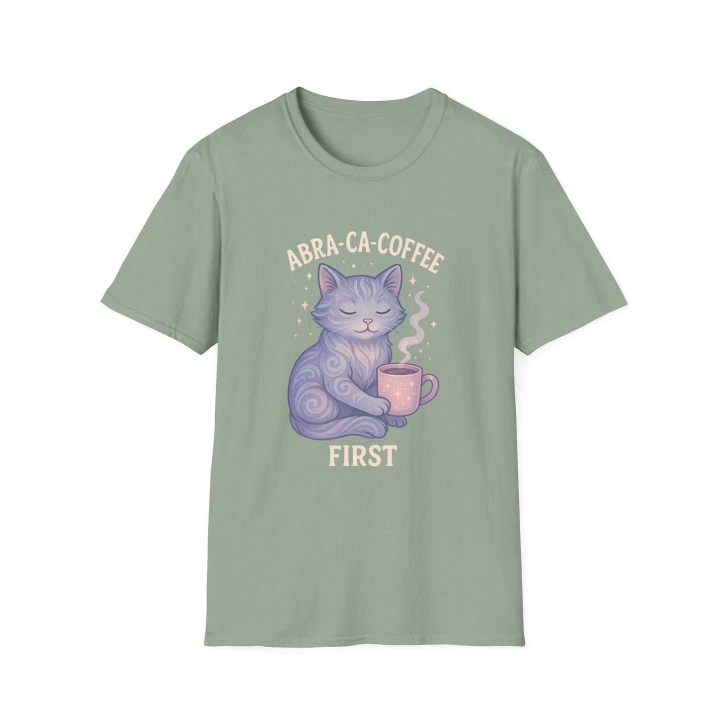 Abra-ca-coffee First T-Shirt | Cute Cat Tee, Pet Lover Gift, Animal Lover Shirt, Coffee Lover Gift