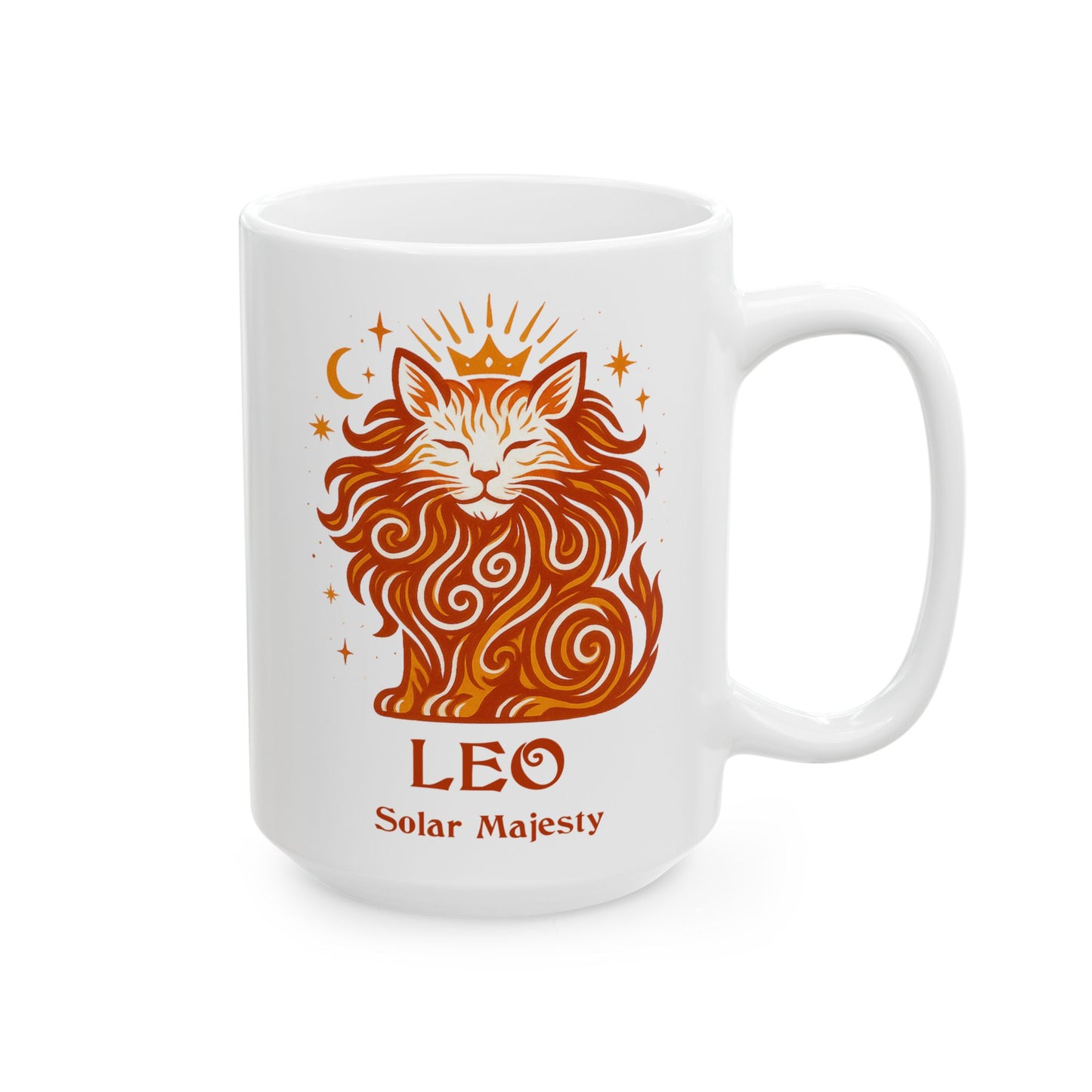 Leo Zodiac Cat Mug - White | Astrological Sign Coffee Cup 11 or 15 oz