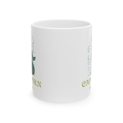 Capricorn Zodiac Cat Mug - White | Astrological Sign Coffee Cup 11 or 15 oz