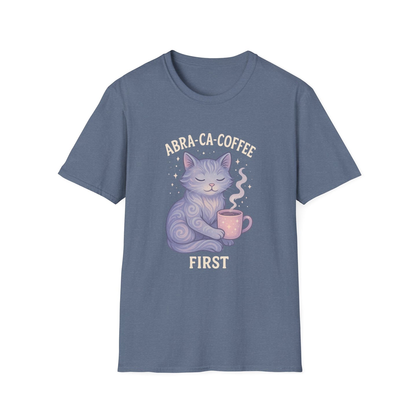 Abra-ca-coffee First T-Shirt | Cute Cat Tee, Pet Lover Gift, Animal Lover Shirt, Coffee Lover Gift