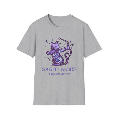 Sagittarius Zodiac Cat T-Shirt — Sagittarius Astrological Sign with Cat Graphic
