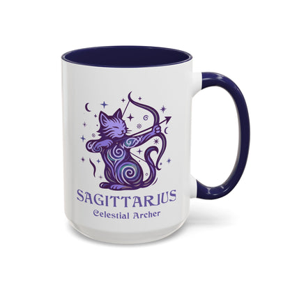 Sagittarius Zodiac Cat Mug - Color Pop | Astrology Coffee Mug 11 or 15 oz