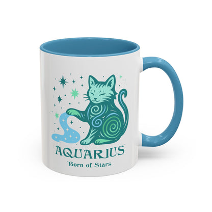 Aquarius Zodiac Cat Mug - Color Pop | Astrological Sign Coffee Cup 11 or 15 oz