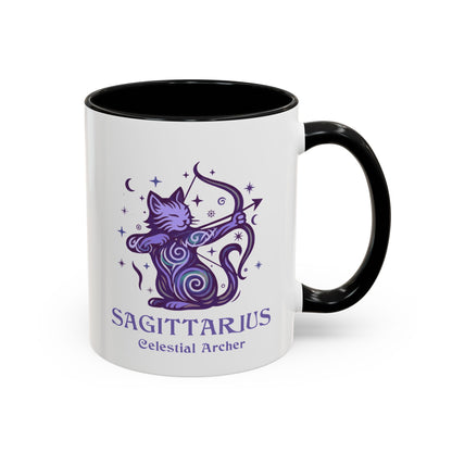 Sagittarius Zodiac Cat Mug - Color Pop | Astrology Coffee Mug 11 or 15 oz