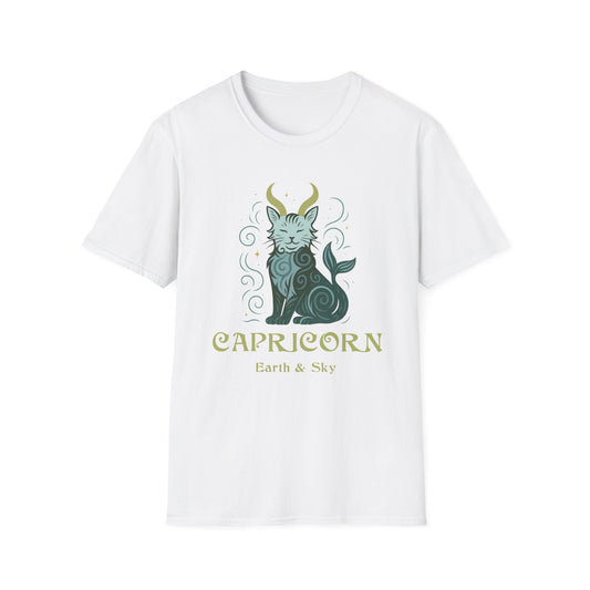 Capricorn Zodiac Cat T-Shirt — Capricorn Astrological Sign with Cat Graphic