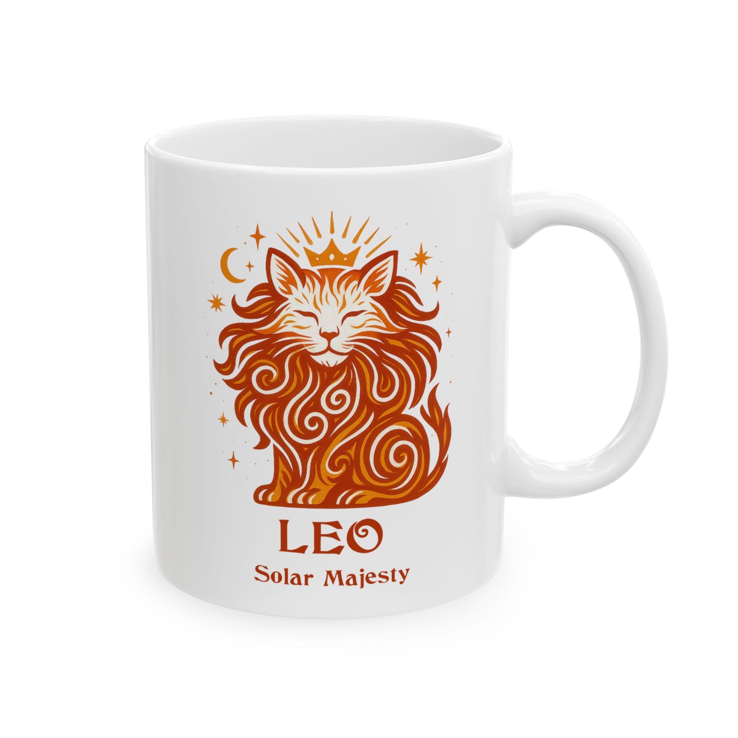 Leo Zodiac Cat Mug - White | Astrological Sign Coffee Cup 11 or 15 oz