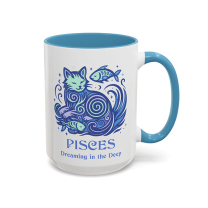 Pisces Zodiac Cat Mug - Color Pop| Astrological Sign Coffee Cup 11 or 15 oz