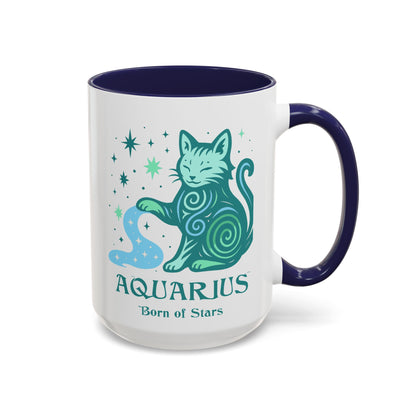 Aquarius Zodiac Cat Mug - Color Pop | Astrological Sign Coffee Cup 11 or 15 oz