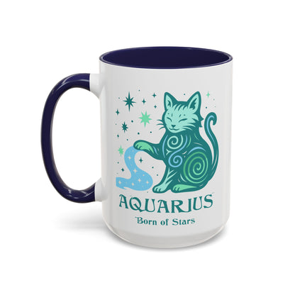 Aquarius Zodiac Cat Mug - Color Pop | Astrological Sign Coffee Cup 11 or 15 oz