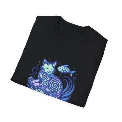 Pisces Zodiac Cat T-Shirt — Pisces Astrological Sign with Cat Graphic