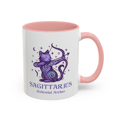 Sagittarius Zodiac Cat Mug - Color Pop | Astrology Coffee Mug 11 or 15 oz