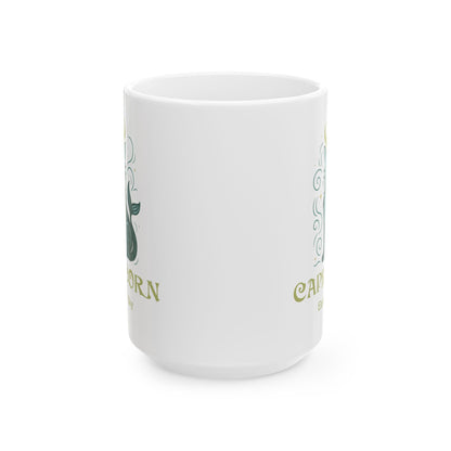 Capricorn Zodiac Cat Mug - White | Astrological Sign Coffee Cup 11 or 15 oz