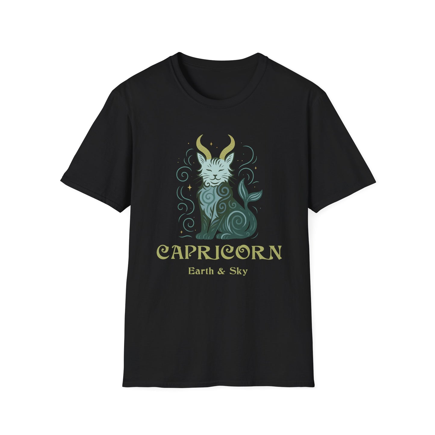 Capricorn Zodiac Cat T-Shirt — Capricorn Astrological Sign with Cat Graphic