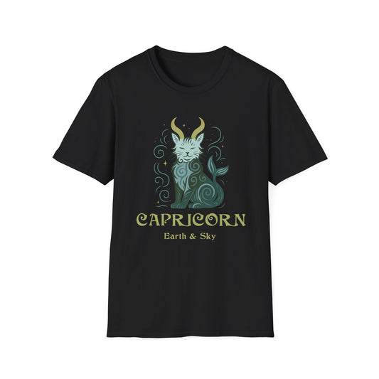 Capricorn Zodiac Cat T-Shirt — Capricorn Astrological Sign with Cat Graphic