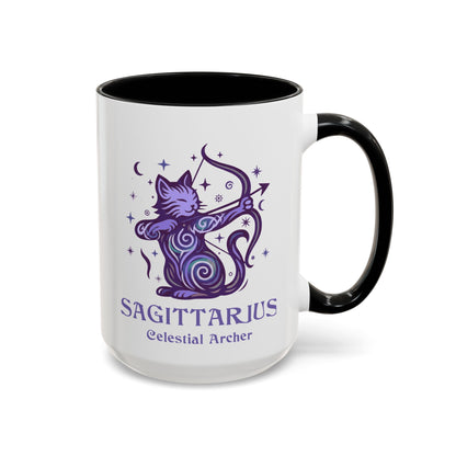 Sagittarius Zodiac Cat Mug - Color Pop | Astrology Coffee Mug 11 or 15 oz