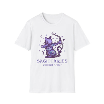 Sagittarius Zodiac Cat T-Shirt — Sagittarius Astrological Sign with Cat Graphic