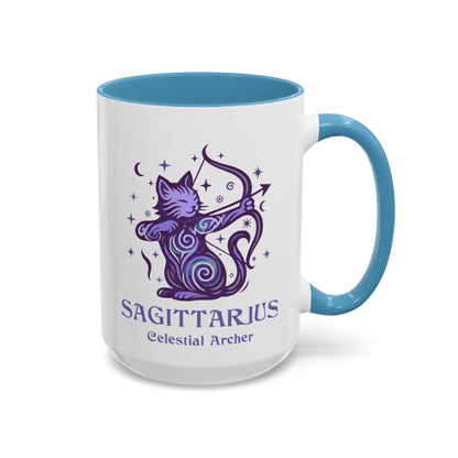 Sagittarius Zodiac Cat Mug - Color Pop | Astrology Coffee Mug 11 or 15 oz