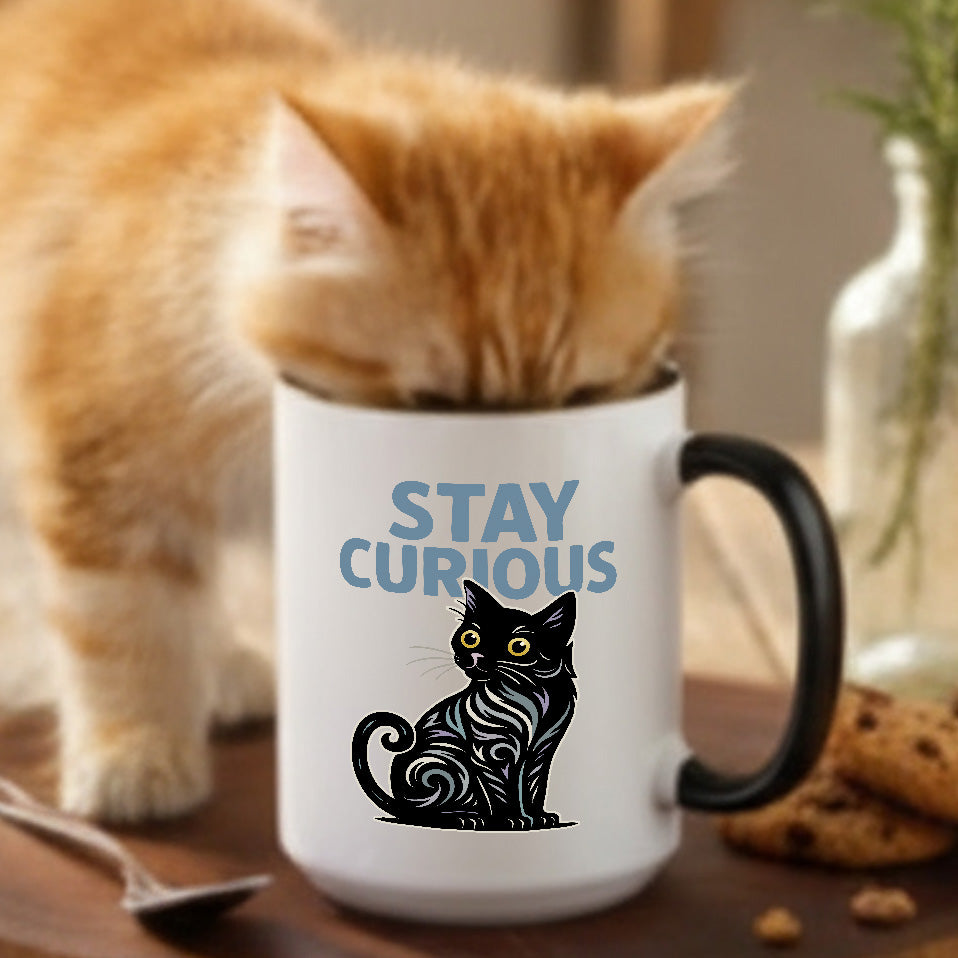 Stay Curious Cat Mug - Color Pop | 11 and 15 oz