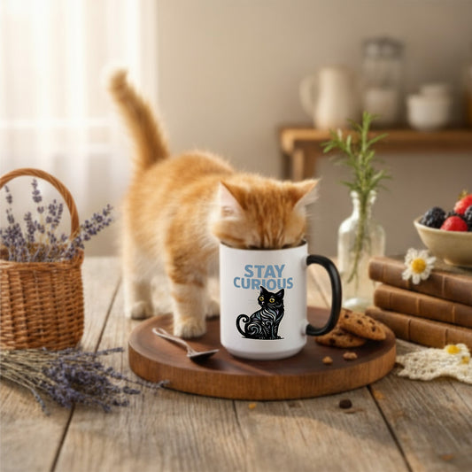 Stay Curious Cat Mug - Color Pop | 11 and 15 oz