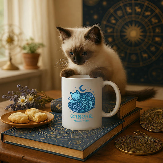 Cancer Zodiac Cat Mug | Astrological Sign Mug 11 and 15 oz