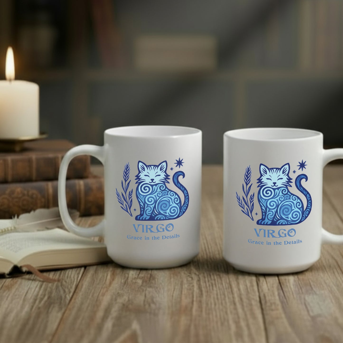 Virgo Zodiac Cat Mug | Astrological Sign Coffee Cup 11 and 15 oz