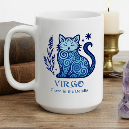 Virgo Zodiac Cat Mug | Astrological Sign Coffee Cup 11 and 15 oz