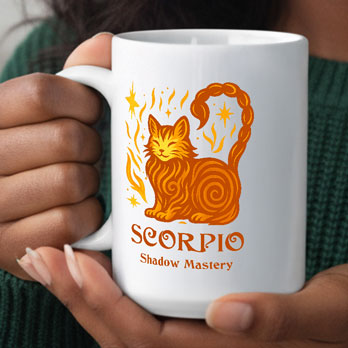 Scorpio Zodiac Cat Mug - White | Astrological Sign Coffee Cup 11 or 15 oz