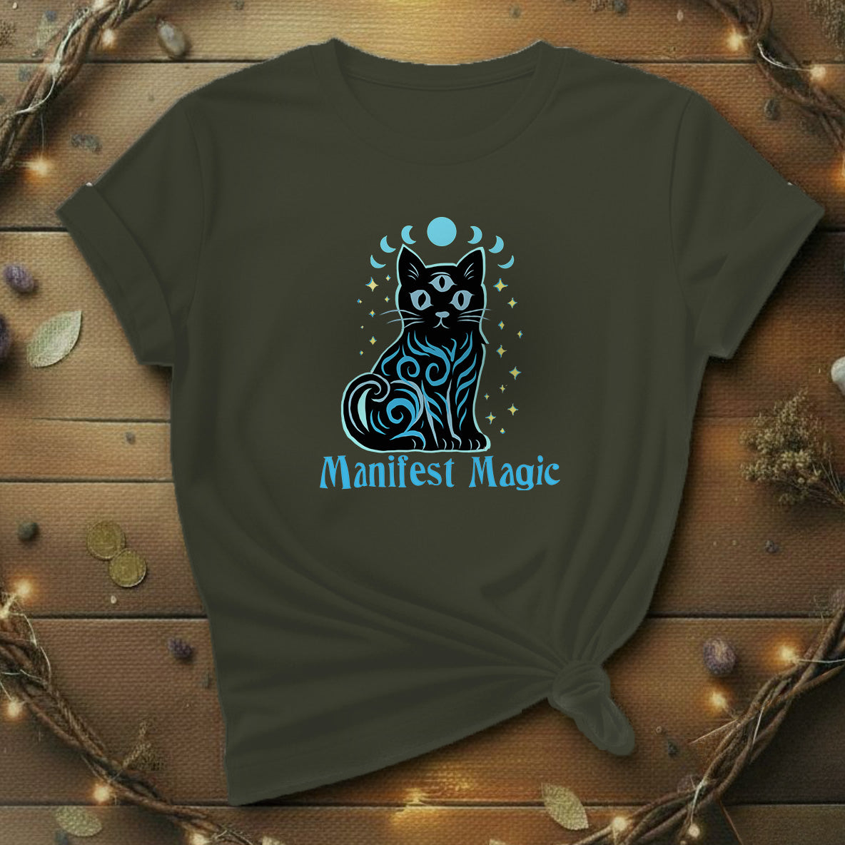 Manifest Magic Cat Tee | Comfortable Mystical Shirt