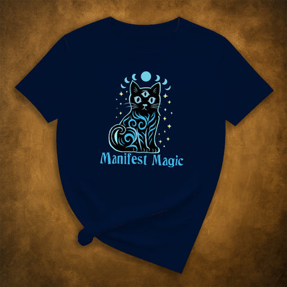 Manifest Magic Cat Tee | Comfortable Mystical Shirt