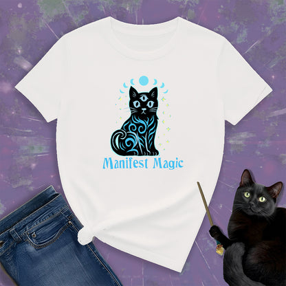Manifest Magic Cat Tee | Comfortable Mystical Shirt
