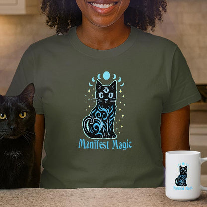 Manifest Magic Cat Tee | Comfortable Mystical Shirt